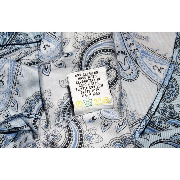 Bugatchi Uomo Men's Long Sleeve‎ Button Front Flip Cuff Paisley Shirt Size 2XL - Picture 9 of 10